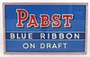 1937 Pabst Blue Ribbon Beer "On Draft" Reverse Painted Glass Sign 