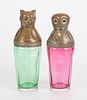 A Pair of Austrian Cocktail Shakers, Cat and Owl
