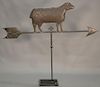 Large 20th century copper sheep weathervane. ht. 68", lg. 80"