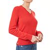 CHANEL RED CASHMERE V NECK JUMPER Condition grade C+. French size 38. 90cm chest, 60cm length.Â ...