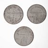 Tres monedas Onza Troy de plata .925. Peso: 101.1 g.