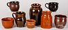 Eight pieces of Pennsylvania redware, 19th c.