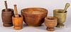 Four mortar and pestles, 19th/20th c., mixing bowl