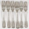 Set of six Boston coin silver forks