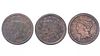 3 US Braided Hair Cent Coins