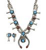 Navajo Sterling Squash Blossom Turquoise & Coral