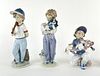 (3) Lladro Porcelain Boy Figurines