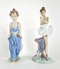(2) Lladro Lady Porcelain Figurines