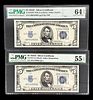 (2) PMG Graded US 1934 $5 Silver Certificates
