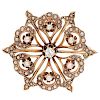 Brooch with Pearls and Diamonds in 14 Karat 