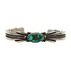 NO RESERVE - Wilson Begay - Navajo - Possibly Carico Lake Turquoise and Silver Bracelet with Stamped Design c. 1980s, size 6 (J15798)