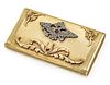 Imperial Russian 14kt Gold And Diamond Encrusted Box, W 1.7'' L 3'' 79g