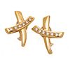 14kt Gold 'X' Form Earrings, W 1.2'' 8.5g 1 Pair