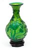 Chinese Pekin Glass Bulbous Vase, H 11'' Dia. 5''