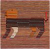 Tribal Lion Design Vintage Persian Qashqai Kilim Textile Art Rug 3 ft 3 in x 3 ft 1 in (0.99 m x 0.94 m)
