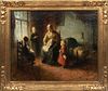 Bernard De Hoog (Dutch, 1867-1943) Oil On Canvas Mother And Four Children, H 32'' W 40''