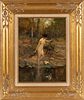 Charles Paul Gruppe (Canadian, 1860-1940) Oil On Artist Board, "The Bath, Catskills", H 16'' W 12''