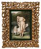 E. K. Kaley, Painting On Porcelain Ca. 1900, Leda And The Swan, H 10.7'' W 7.2''