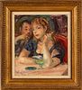 Robert Philipp (American, 1895-1981) Oil On Canvas, Paris Cafe, H 15.25'' W 13.5''