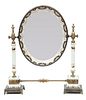 French Table Top Vanity Mirror On Trestle Ca. 1900, H 19'' W 17''