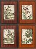 Chinese Porcelain Plaques, Set Of Four, Scenes With Cranes Ca. 1930, H 12'' W 8.5'' 4 pcs
