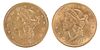 Two Liberty Head $20 Double Eagle Gold Coins 