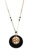 Pendant with Pearls and Onyx in a Floral Pattern 