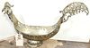 BRONZE ROOSTER CENTERPIECE COMPOTE 12"H X 22 1/2"W X 7"D