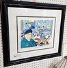 FRAMED PRINT "VAN GOGH MICKEY COLLECTION" SGND. NELSON DE LA NUEZ 1997 13" X 15 1/2" RARE SHOWS MICKEY & MINNIE IN BED