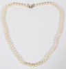 14 KT WHITE GOLD DIAMOND AND 7MM DIA PEARL NECKLACE