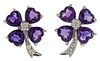 Amethyst and Diamond "Clover" Earrings in 14 Karat 