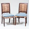 Pair of Empire Style Mahogany Upholstered Side Chairs