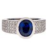A.G.T.A. Certified Blue Sapphire and Diamond Ring 