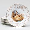 Set of Six Limoges Porcelain Plates Decorated with Fowl