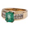 Emerald and Invisible Set Diamond Ring in 14 Karat  