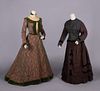 PATTERNED SILK OR WOOL DINNER & DAY DRESSES, c. 1900 & c. 1879