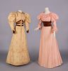 TWO AESTHETIC MOVEMENT DINNER OR TEA DRESSES, USA c. 1894 & c. 1905
