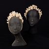 TWO FAUX WAX BLOSSOM BRIDAL CROWNS, 1940s