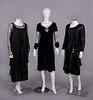 THREE BLACK SILK LACE & SATIN EVENING DRESSES, 1920-1930s
