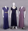 THREE EMBELLISHED CREPE EVENING DRESSES, 1940s