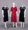THREE RAYON AFTERNOON DRESSES, 1940s