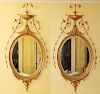 GOLD LEAF CARVED WOOD BEVELED GLASS MIRRORS PAIR