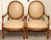 LOUIS XVI STYLE CARVED WALNUT CHAIRS PAIR