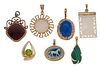Pendants in 14 Karat with Various Gemstones 