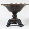 Japanese Bronze Ikenbana Vase with Frog Form Supports