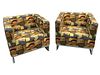 Mid Century Pair MILO BAUGHMAN Style Club Lounge Chairs 