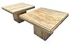 Pair ELLO Travertine Side Occasional Tables 