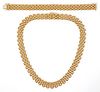 18KT YELLOW GOLD WIDE CALIBER NECKLACE AND BRACELET