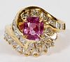 2.02CT NATURAL PINK SAPPHIRE AND DIAMOND RING