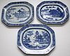 CANTON BLUE AND WHITE PORCELAIN PLATTERS 20TH C.